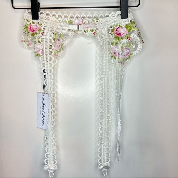 NWT For Love & Lemons Trellis Rose Floral Garter in White XXS - Picture 10 of 12
